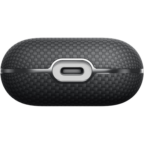 Apple Airpods 4 Kılıf 1500D Aramid Fiber Pitaka Ultra-Slim Classic Serisi Black-Grey Twill Kapak