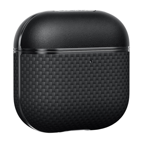 Apple Airpods 4 Kılıf 1500D Aramid Fiber Pitaka Ultra-Slim Classic Serisi Black-Grey Twill Kapak
