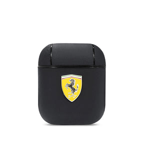 Apple Airpods Kılıf Ferrari Orjinal Lisanslı PU Deri Metal Logolu SF Arka Yüzey Yazılı Kapak