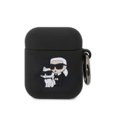 Apple Airpods Kılıf Karl Lagerfeld Orjinal Lisanslı Karl & Choupette 3D Silikon Kapak