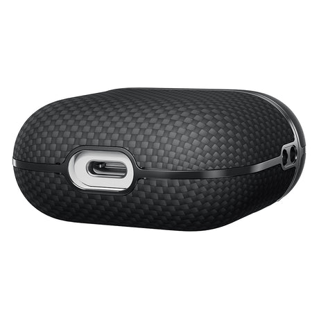 Apple Airpods Pro 2 Kılıf 1500D Aramid Fiber Pitaka Ultra-Slim Classic Serisi Black-Grey Twill Kapak