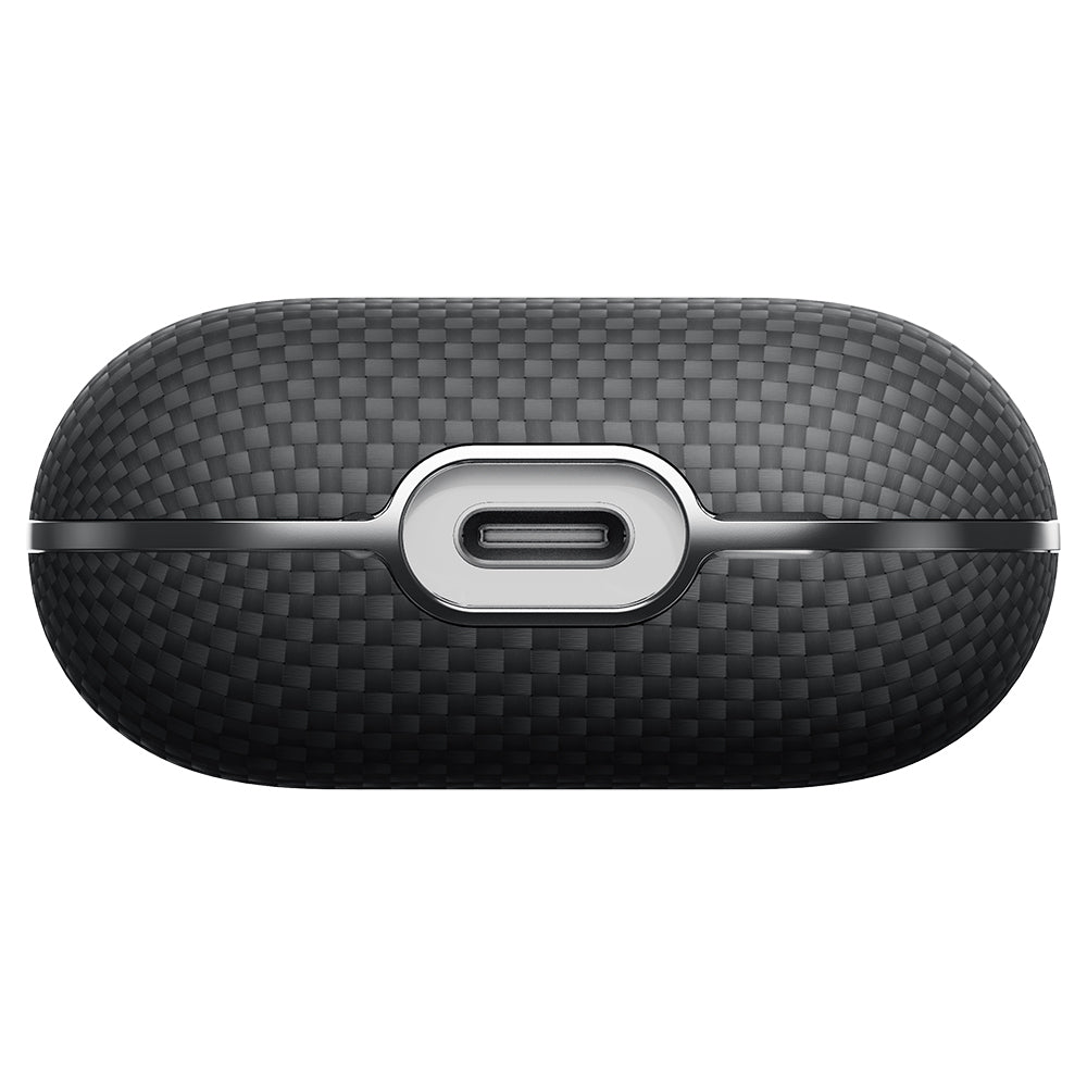 Apple Airpods Pro 2 Kılıf 1500D Aramid Fiber Pitaka Ultra-Slim Classic Serisi Black-Grey Twill Kapak