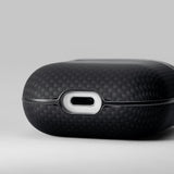 Apple Airpods Pro 2 Kılıf 1500D Aramid Fiber Pitaka Ultra-Slim Classic Serisi Black-Grey Twill Kapak