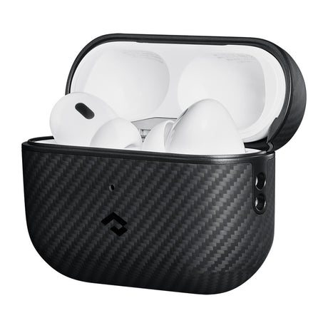 Apple Airpods Pro 2 Kılıf 600D Aramid Fiber Pitaka Classic Serisi Black-Grey Twill Kılıf