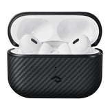 Apple Airpods Pro 2 Kılıf 600D Aramid Fiber Pitaka Classic Serisi Black-Grey Twill Kılıf