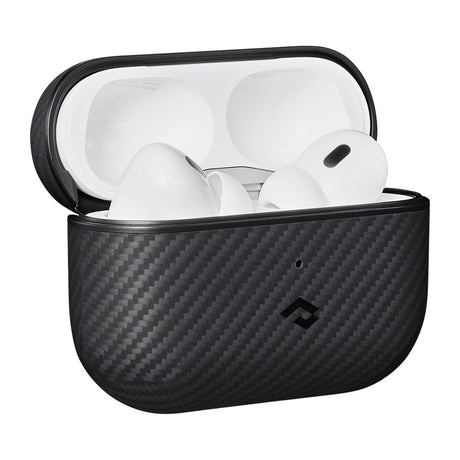 Apple Airpods Pro 2 Kılıf 600D Aramid Fiber Pitaka Classic Serisi Black-Grey Twill Kılıf