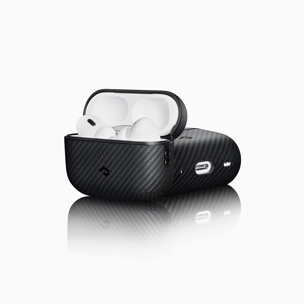 Apple Airpods Pro 2 Kılıf 600D Aramid Fiber Pitaka Classic Serisi Black-Grey Twill Kılıf