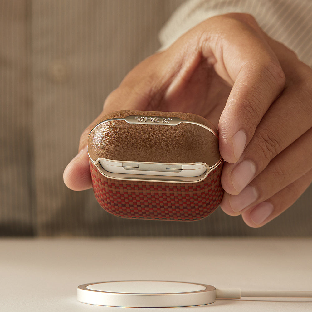 Apple Airpods Pro 2 Kılıf Aramid Fiber Pitaka Tactile Woven Sunset-Moonrise Serisi Kapak