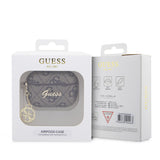 Apple Airpods Pro 2 Kılıf Guess Orjinal Lisanslı 4G Desenli Metal Script Logolu 4G Charm PU Deri Kapak