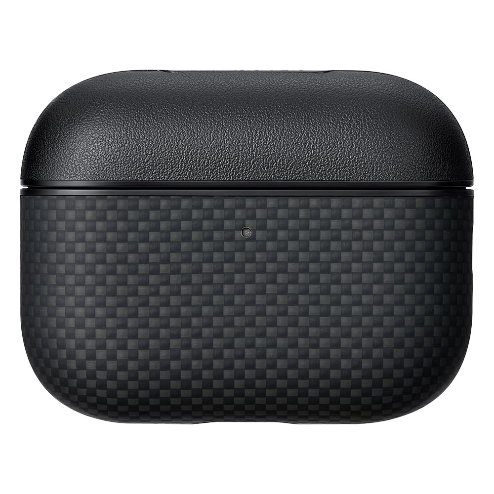 Apple Airpods Pro 3 Kılıf 1500D Aramid Fiber Pitaka Ultra-Slim Classic Serisi Black-Grey Twill Kapak