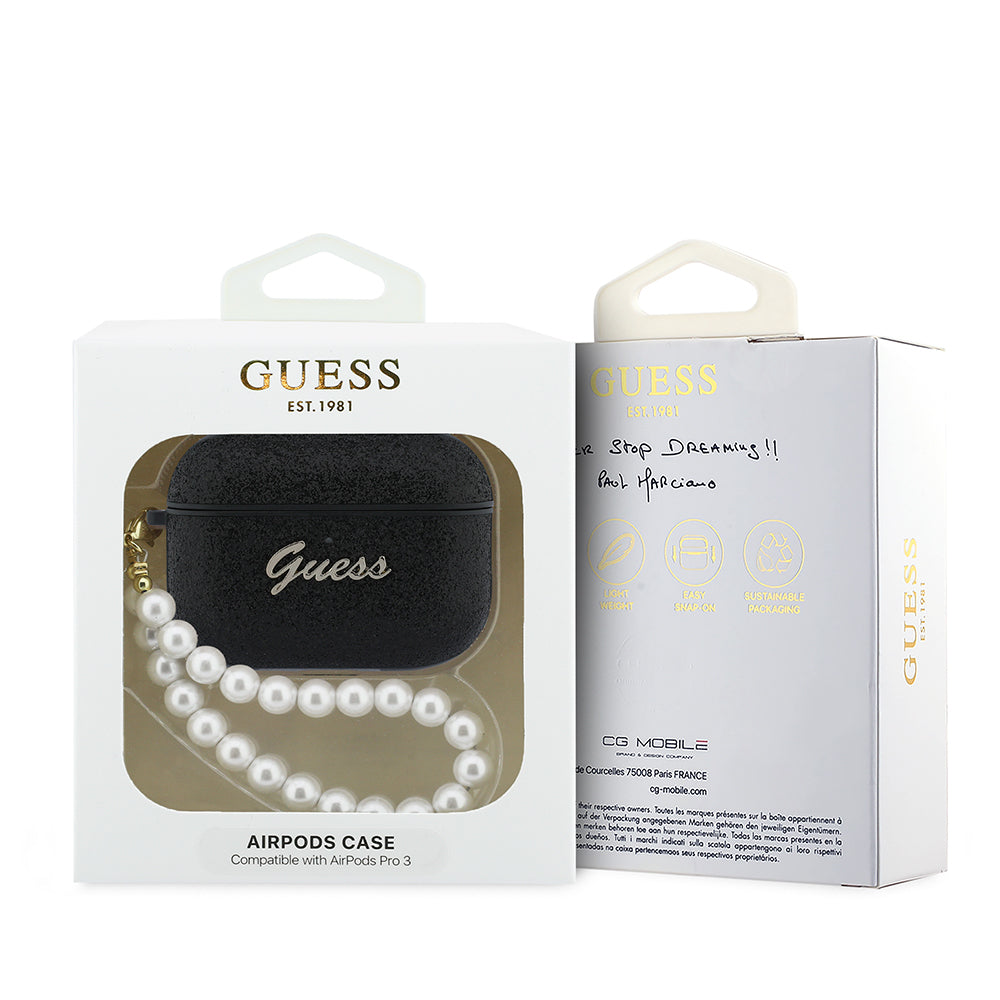 Apple Airpods Pro 3 Kılıf Guess Glitter İnci Bilek Askılı Kapak