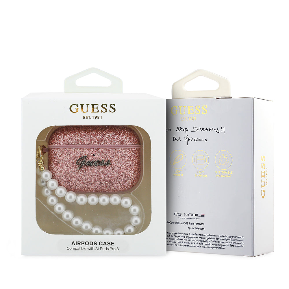 Apple Airpods Pro 3 Kılıf Guess Glitter İnci Bilek Askılı Kapak