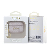 Apple Airpods Pro 3 Kılıf Guess Orjinal Lisanslı 4G Desenli Metal Script Logolu 4G Charm PU Deri Kapak