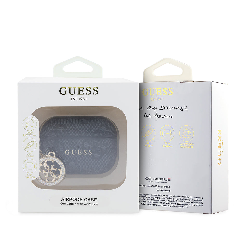 Apple Airpods Pro 3 Kılıf Guess Orjinal Lisanslı PU Deri 4G Desenli 4G Charm Kapak