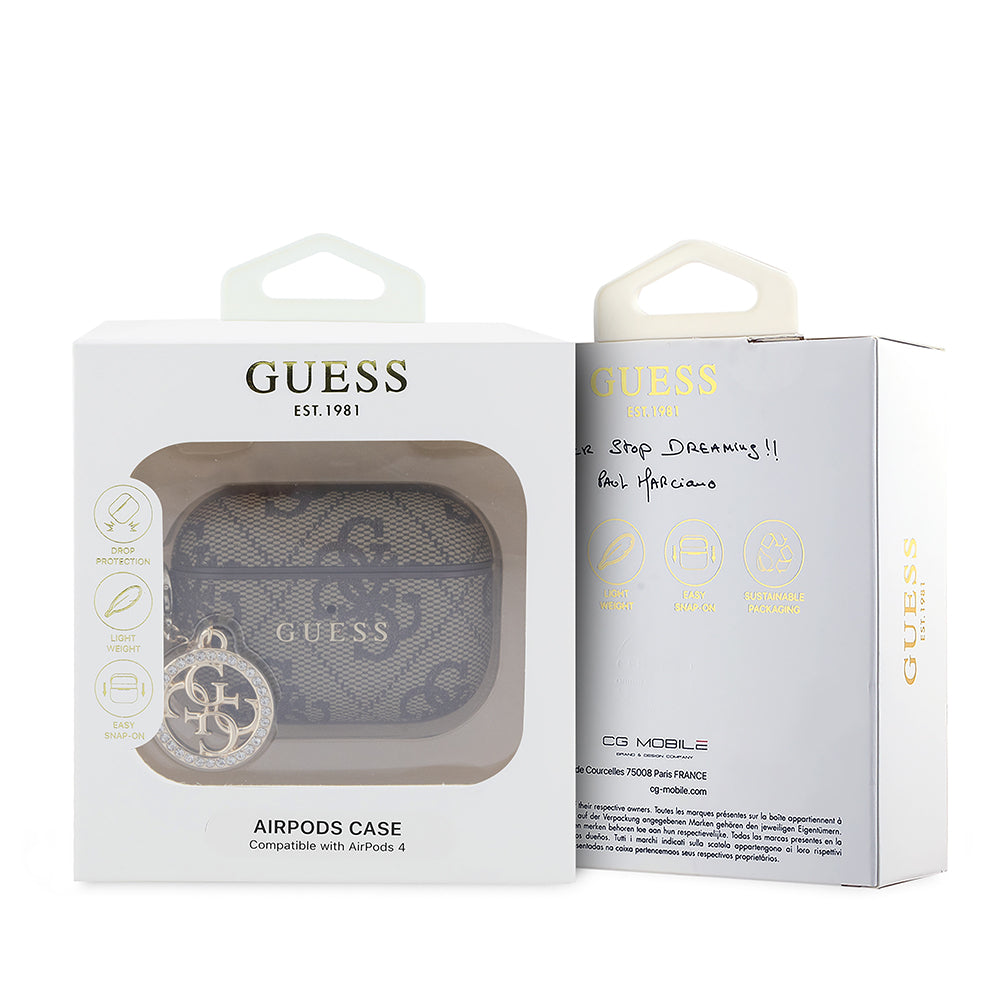 Apple Airpods Pro 3 Kılıf Guess Orjinal Lisanslı PU Deri 4G Desenli 4G Charm Kapak