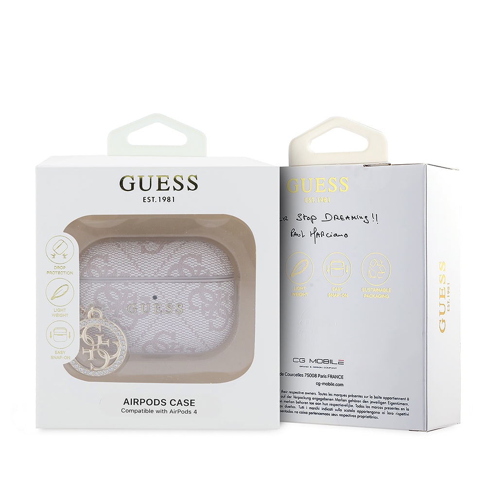 Apple Airpods Pro 3 Kılıf Guess Orjinal Lisanslı PU Deri 4G Desenli 4G Charm Kapak