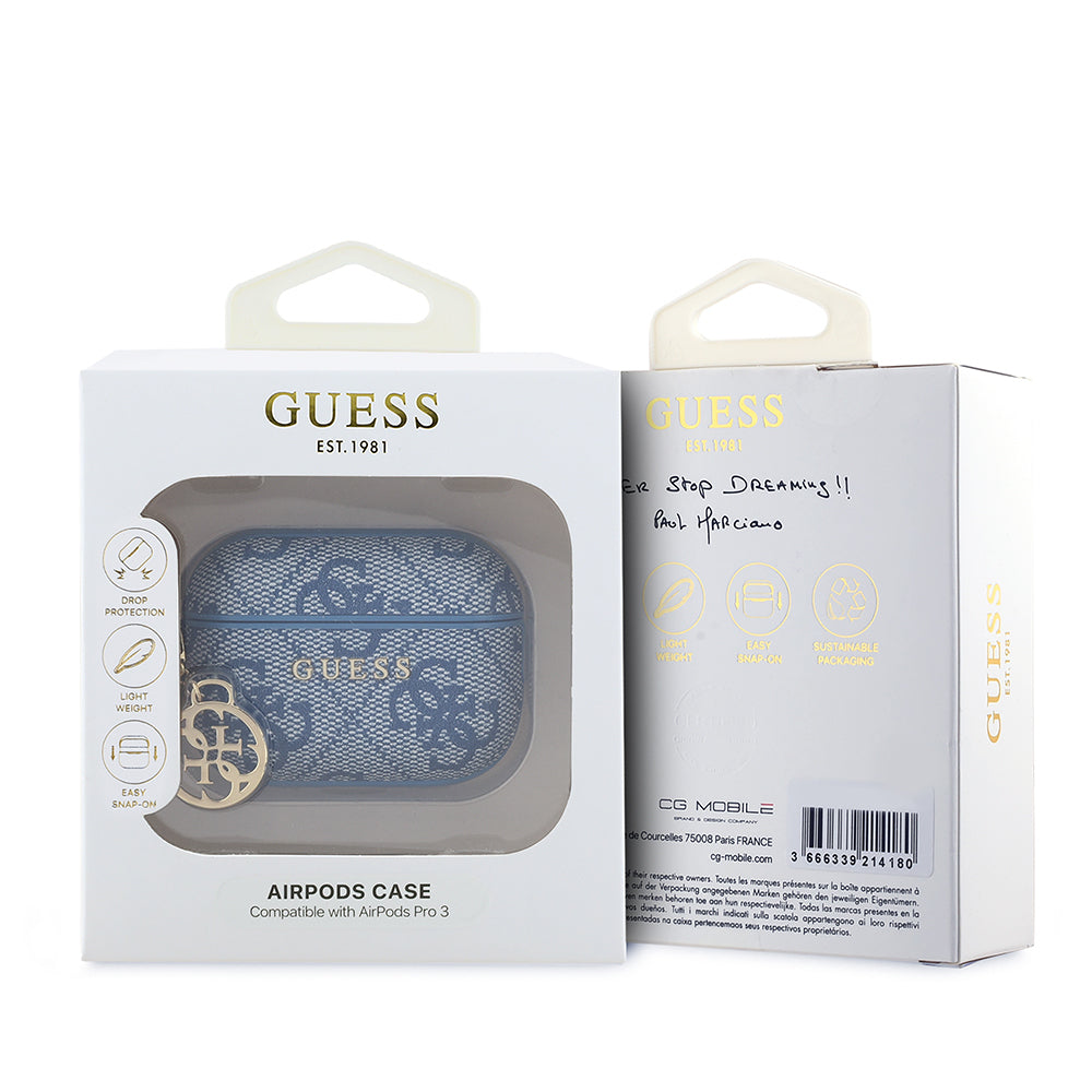 Apple Airpods Pro 3 Kılıf Guess Orjinal Lisanslı PU Deri 4G Desenli 4G Sade Askılı Kılıf
