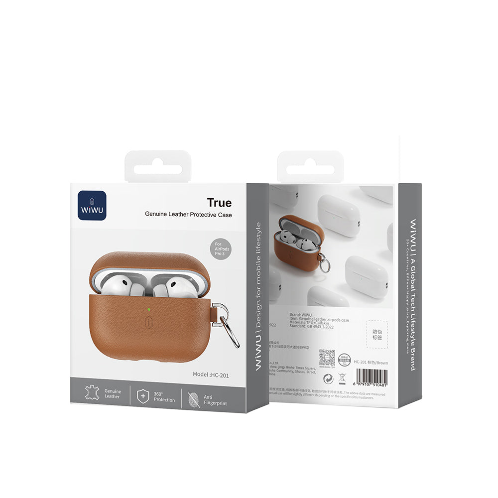 Apple AirPods Pro 3 Wiwu HC-201 Parmak İzi Bırakmayan Deri Kılıf
