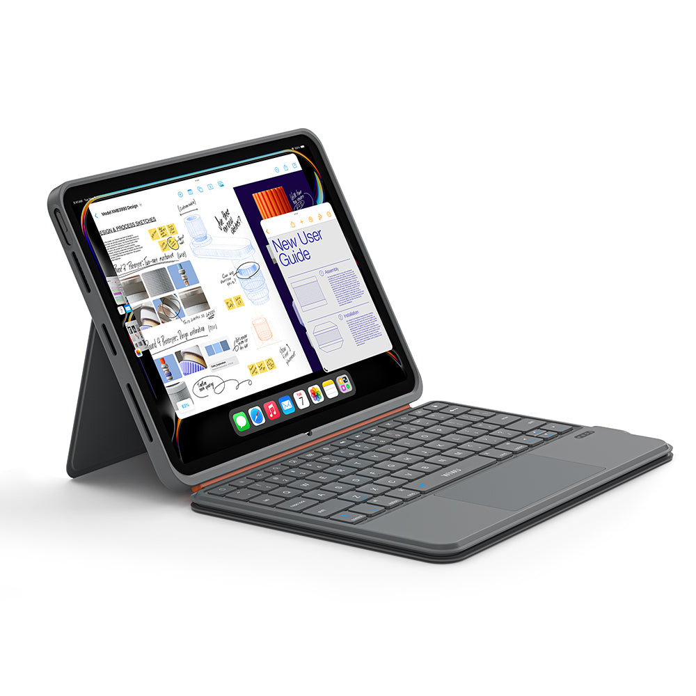 Apple iPad 10.9 2022 (10.Nesil) Wiwu MK-005 Combo 3in1 Kalem Bölmeli Klavyeli Standlı Kılıf