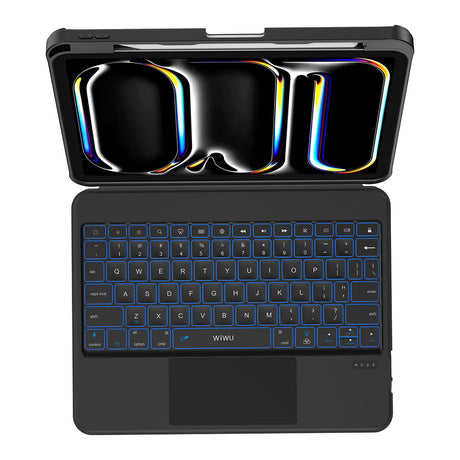 Apple iPad Air 11 2024 Wiwu MK-007 Combo Pro Kalem Bölmeli Klavyeli Standlı Kılıf
