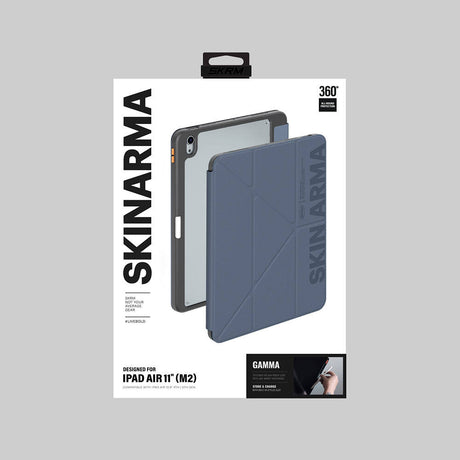 Apple iPad Air 11 2025 M3 Kılıf SkinArma Kabartma Baskı Tasarımlı 360 Tam Koruma Arkası Şeffaf Standlı Gamma Kılıf