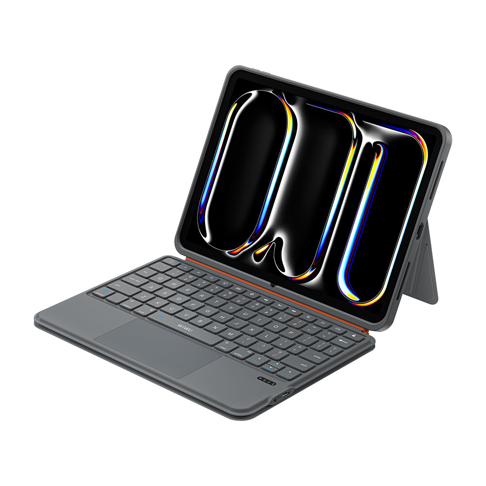 Apple iPad Pro 11 2020 (2.Nesil) Wiwu MK-005 Combo 3in1 Kalem Bölmeli Klavyeli Standlı Kılıf