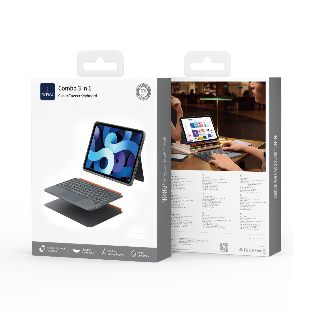 Apple iPad Pro 11 2020 (2.Nesil) Wiwu MK-005 Combo 3in1 Kalem Bölmeli Klavyeli Standlı Kılıf