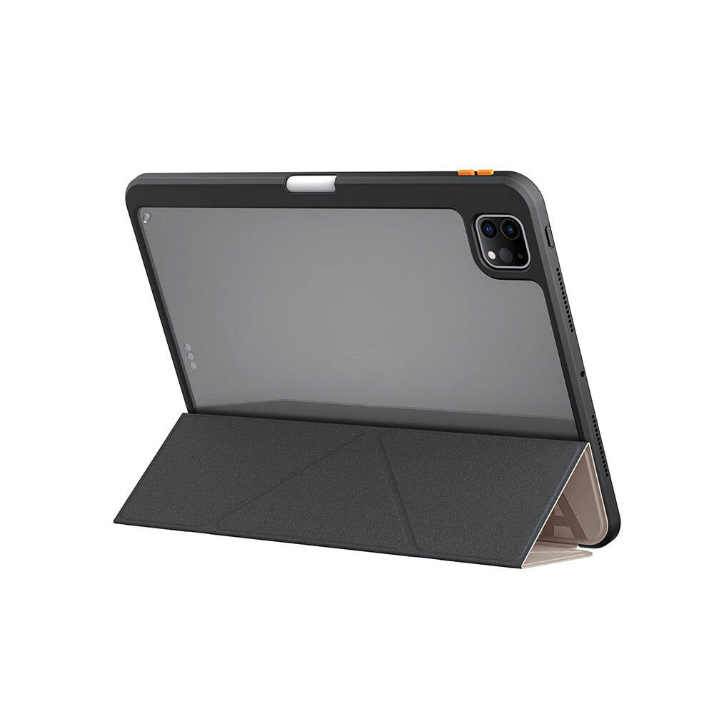 Apple iPad Pro 11 2025 M5 Kılıf SkinArma Kabartma Baskı Tasarımlı 360 Tam Koruma Arkası Şeffaf Standlı Gamma Kılıf