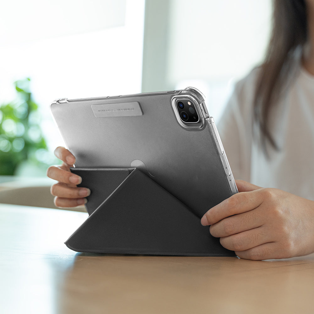 Apple iPad Pro 11 2025 M5 Raptic Clear Folio Airbagli Şeffaf Kapaklı Katlanabilir Standlı Kılıf
