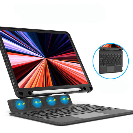 Apple iPad Pro 12.9 2021 (5.Nesil) Wiwu MagTouch Serisi Gizli Kalem Bölmeli Klavyeli Kılıf
