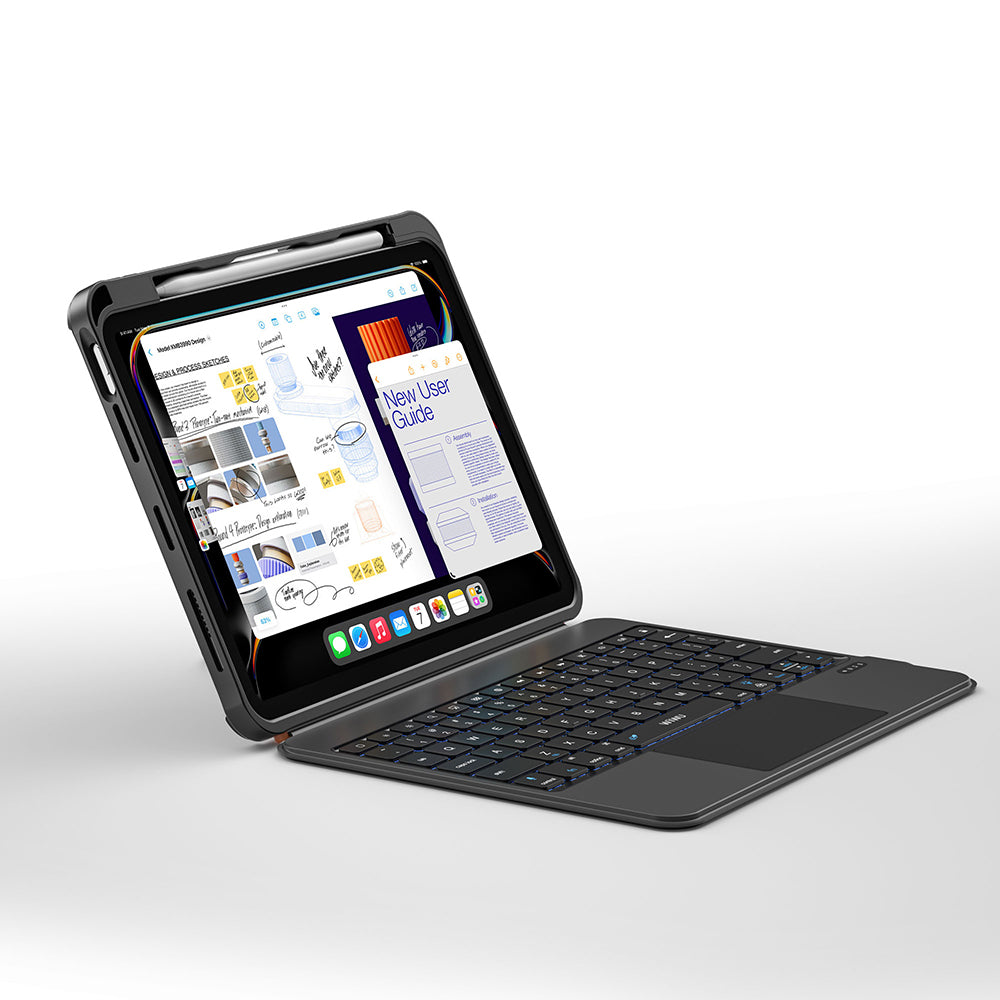 Apple iPad Pro 13 2024 Wiwu MK-007 Combo Pro Kalem Bölmeli Klavyeli Standlı Kılıf