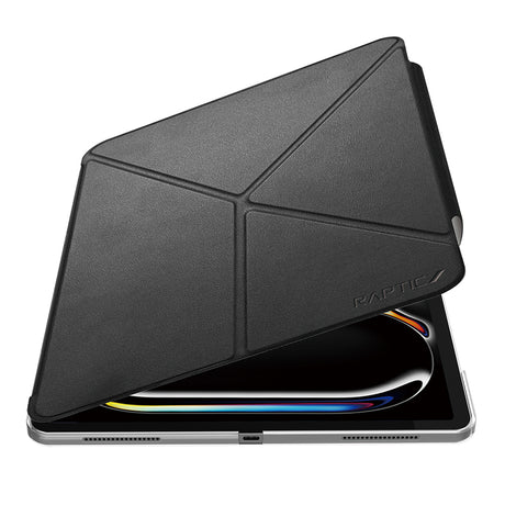 Apple iPad Pro 13 2025 M5 Raptic Clear Folio Airbagli Şeffaf Kapaklı Katlanabilir Standlı Kılıf