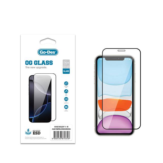 Apple iPhone 11 Go Des OG Glass Antistatik Temperli Cam Ekran Koruyucu