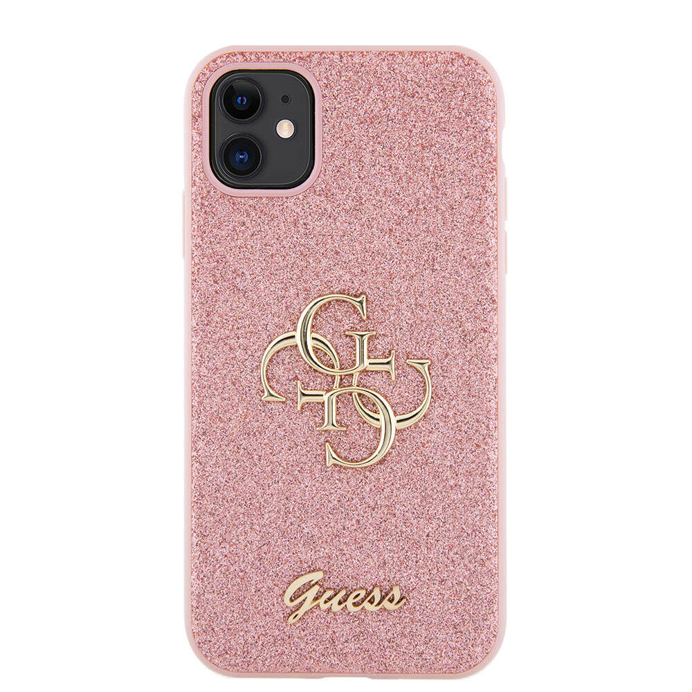 Apple iPhone 11 Kılıf Guess Orjinal Lisanslı 4G Büyük Metal Logolu Glitter Kapak