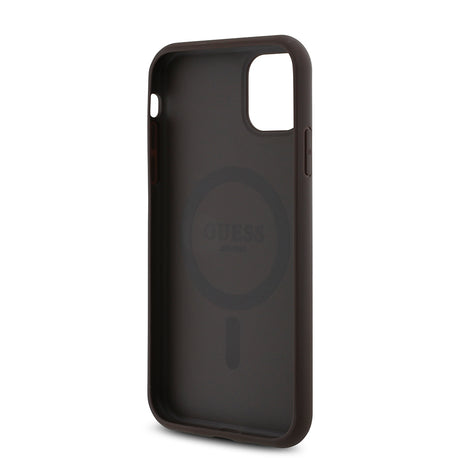 Apple iPhone 11 Kılıf Guess Orjinal Lisanslı M-safe Uyumlu Gül Baskılı 4G Desenli Yazı Logolu Kapak