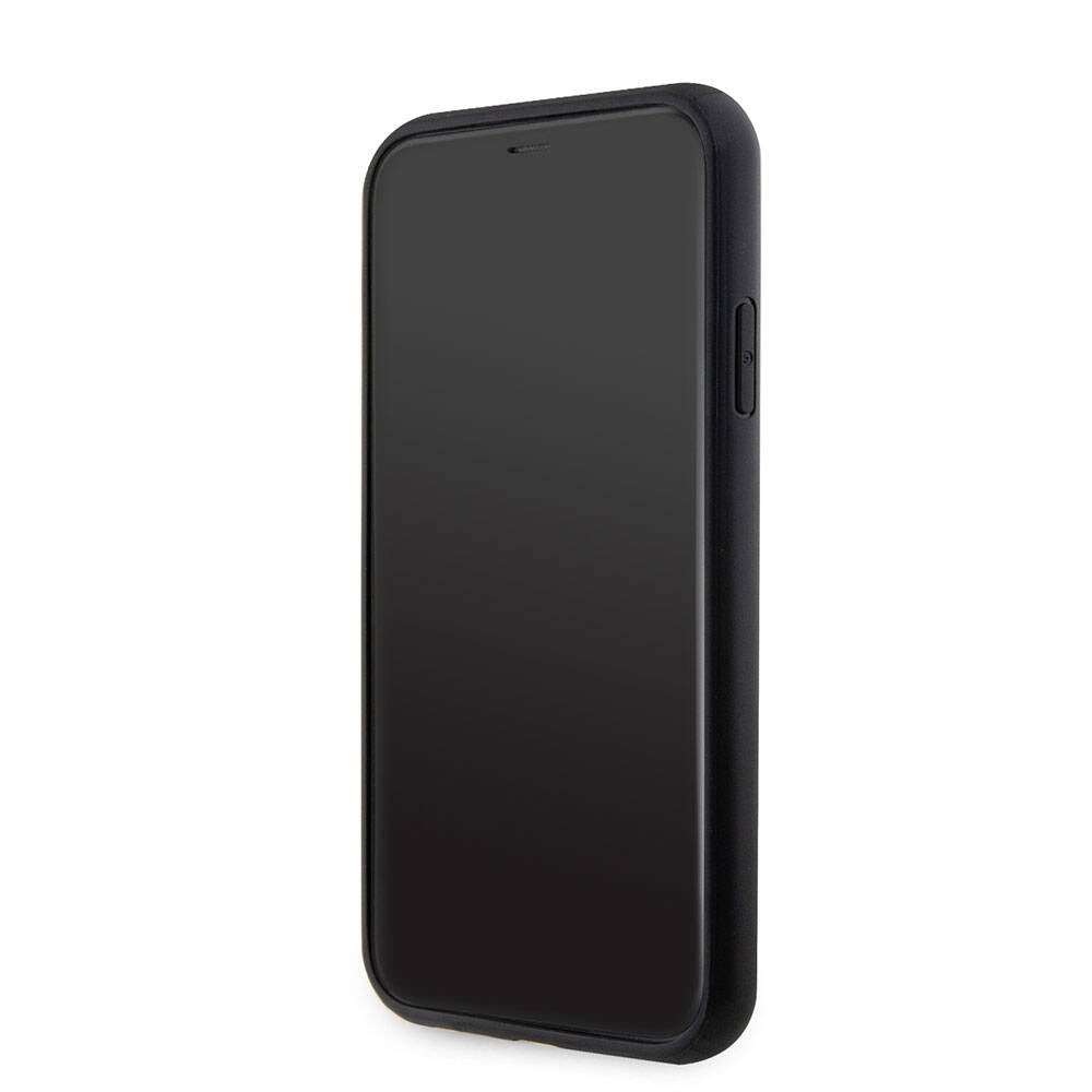 Apple iPhone 11 Kılıf Guess Orjinal Lisanslı PU Deri Taşlı Üçgen Logo 4G Desenli Kapak