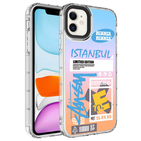 Apple iPhone 11 Kılıf Kamera Korumalı Renkli Desenli Sert Silikon Zore Korn Kapak
