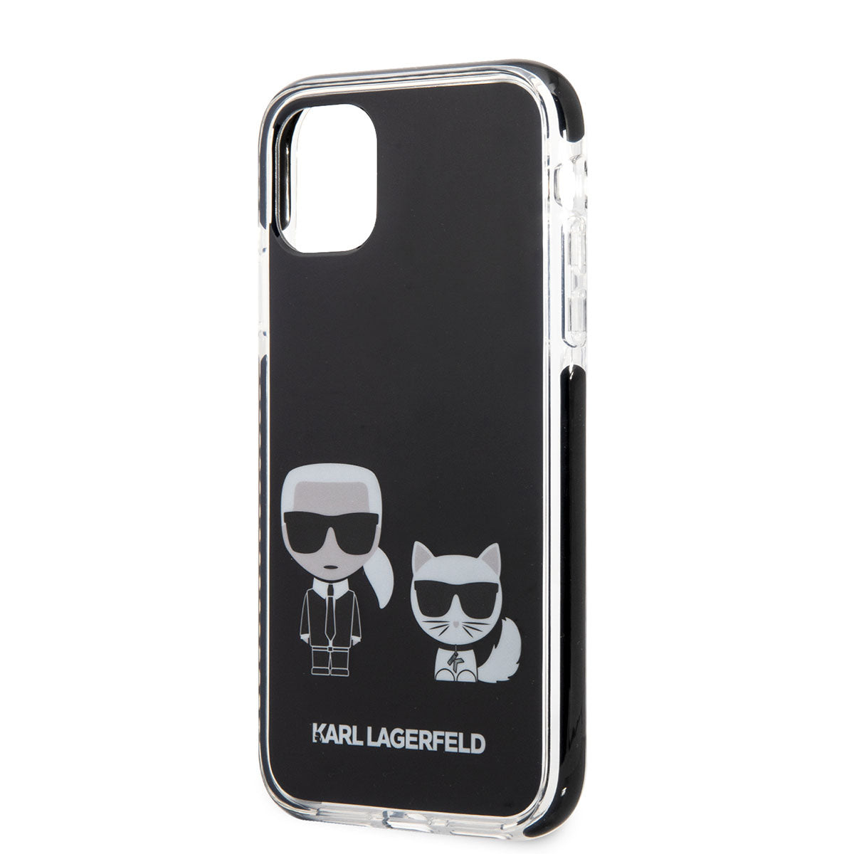 Apple iPhone 11 Kılıf Karl Lagerfeld Kenarları Siyah Silikon K&C Dizayn Kapak