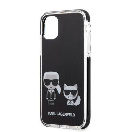 Apple iPhone 11 Kılıf Karl Lagerfeld Kenarları Siyah Silikon K&C Dizayn Kapak
