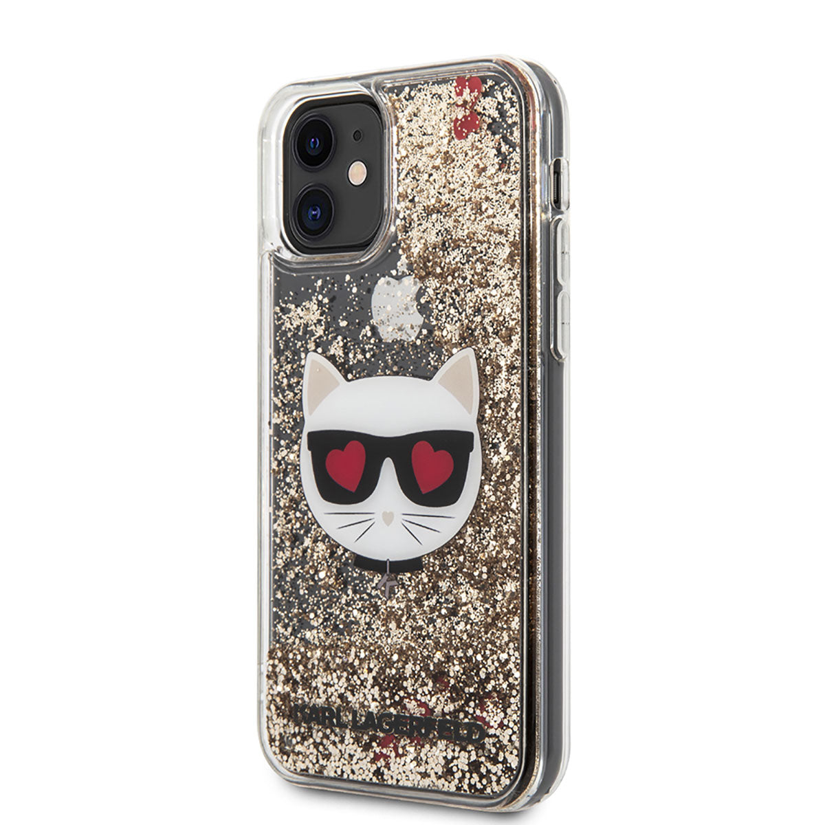 Apple iPhone 11 Kılıf Karl Lagerfeld Sıvılı Simli Choupette Dizayn Kapak