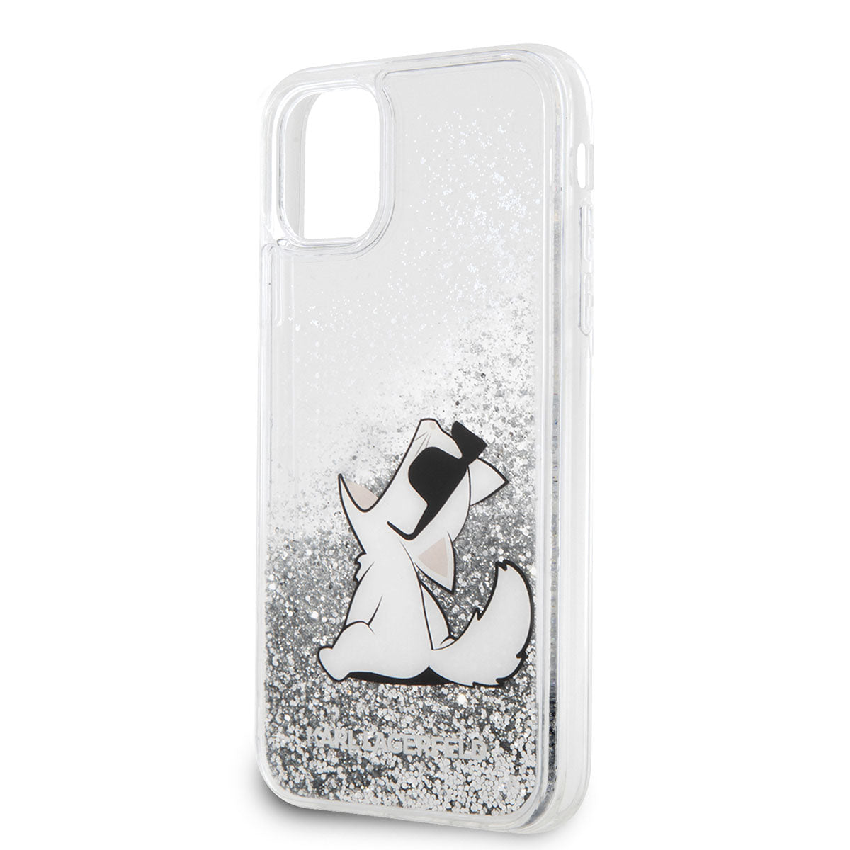Apple iPhone 11 Kılıf Karl Lagerfeld Sıvılı Simli Choupette Fun Dizayn Kapak