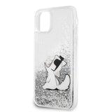 Apple iPhone 11 Kılıf Karl Lagerfeld Sıvılı Simli Choupette Fun Dizayn Kapak