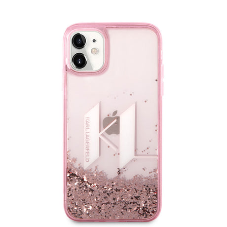 Apple iPhone 11 Kılıf Karl Lagerfeld Sıvılı Simli Dizayn Kapak