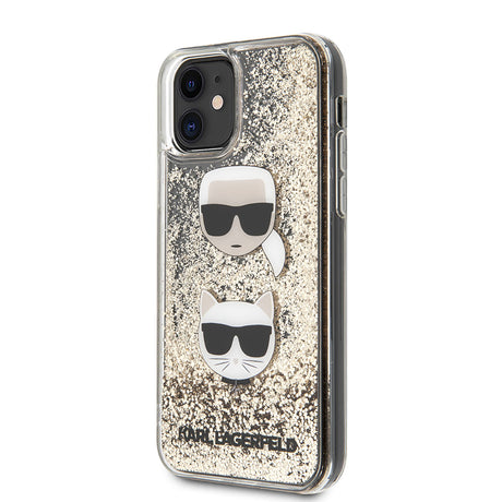 Apple iPhone 11 Kılıf Karl Lagerfeld Sıvılı Simli K&C Head Dizayn Kapak
