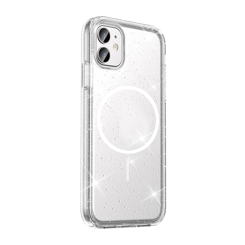 Apple iPhone 11 Kılıf M-safe Şarj Özellikli Parlayan Simli Saydam Renkli Zore Maris Kapak