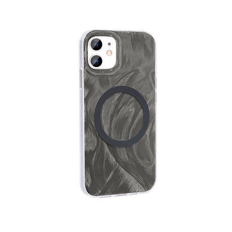 Apple iPhone 11 Kılıf M-safe Şarj Özellikli Fırça Boya Desenli Zore Palet Kapak
