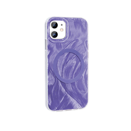 Apple iPhone 11 Kılıf M-safe Şarj Özellikli Fırça Boya Desenli Zore Palet Kapak