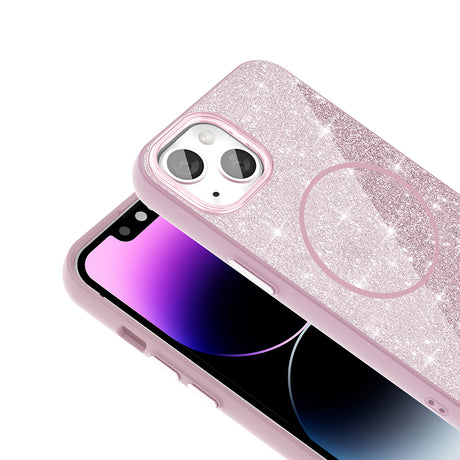 Apple iPhone 11 Kılıf M-safe Şarj Özellikli Parlayan Simli Zore Okso Kapak