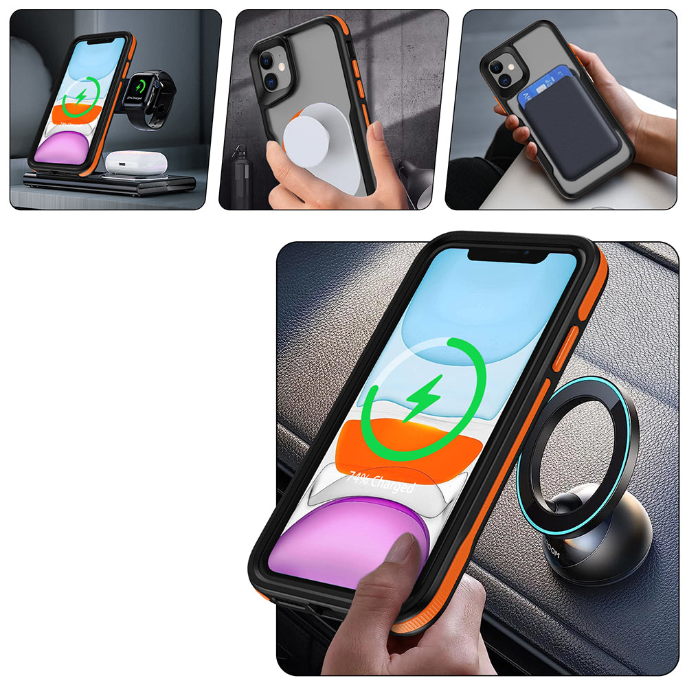 Apple iPhone 11 Kılıf M-safe Şarj Özellikli Renkli Kenar Airbag Şeritli Zore Lamer Kapak