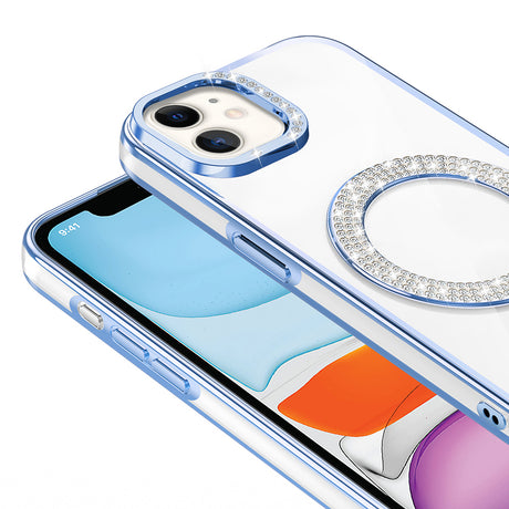 Apple iPhone 11 Kılıf Pırlanta Taş Tasarımlı M-safe Şarj Özellikli Zore Karetta Silikon Kapak